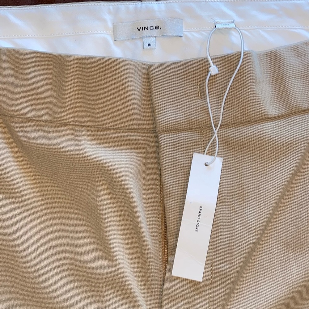 NWT Vince Straight Leg Wool Blend Trousers in Straw color. Size 16
